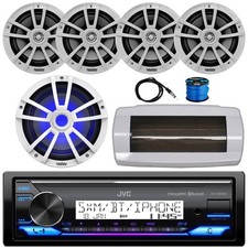JVC KD-X38MBS Bluetooth Receiver, Cover, 4x 6.5" 225W Speaker,Wire, Sub, Antenna