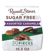 RUSSELL STOVER Sugar Free Assorted Caramels in Chocolate Candy, 15.3 oz. bag