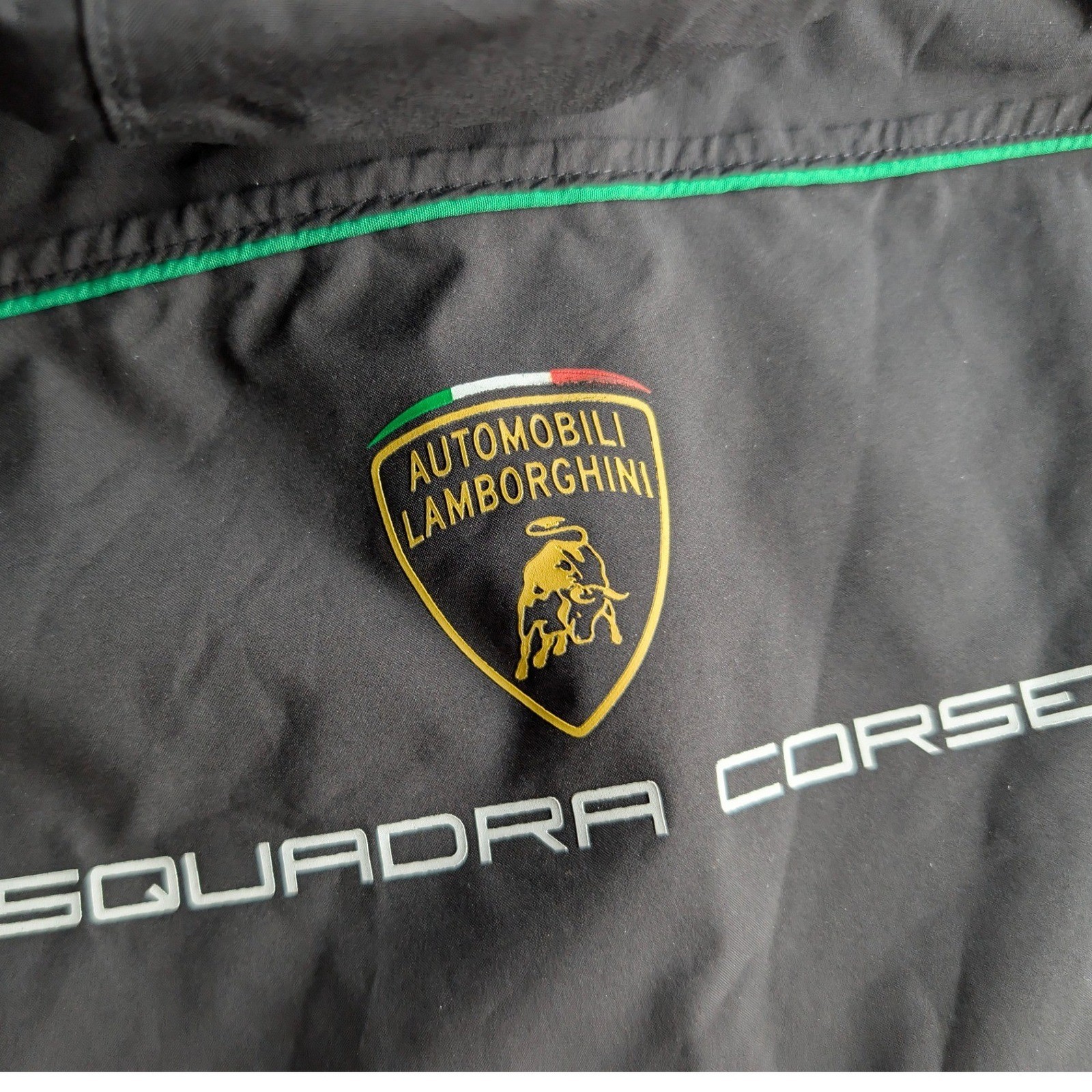 Lamborghini Squadra Corse Mens Racing Team Jacket Black Green Windbreaker Small image 10
