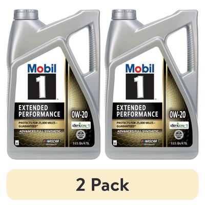 (2 pack) Mobil 1 Extended Performance Full Synthetic Motor Oil 0W-20, 5 Quart