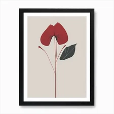 Red Trillium Wildflower Simplicity  Framed Wall Art Poster Canvas Print Picture