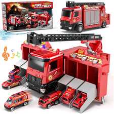 Fire Truck Toy for Boys 2  5   Lights, Siren Sounds, Water Spray, Ladder  6 Mini