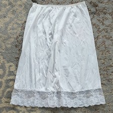 Vintage Nylon  Lace Slip Skirt White Large