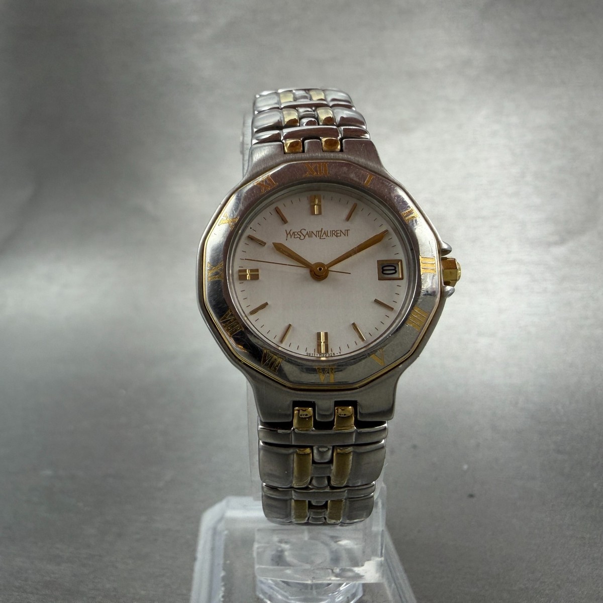 Yves Saint Laurent Watch Women 25mm White dial Two Tone Date 9613