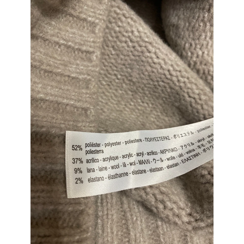 Zara Women's Brown Wool Turtleneck Oversized Puff Sleeve Knit Crop Sweater Top M - Image 4 of 4