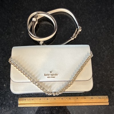 kate spade new york Medium Flap Crossbody Bag Beige Chain Logo Detachable Strap