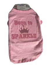 Dog Pet Born To Sparkle Crown Pink Tee Shirt Size Medium Super Cute NWT