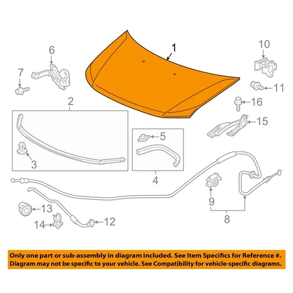 For 14-17 Odyssey Front Hood Panel Assembly Primed Steel HO1230175 60100TK8A80ZZ - Imagem 3 de 4