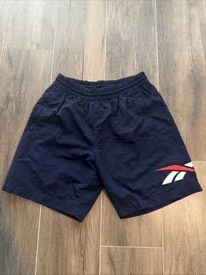 Reebok Men s Polyester Shorts, Zip Pockets. 2022,  Retro Style Medium - Navy