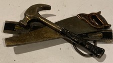 Vintage 1981 Hammer Saw Level Belt Buckle Handyman Construction Tools USA 851