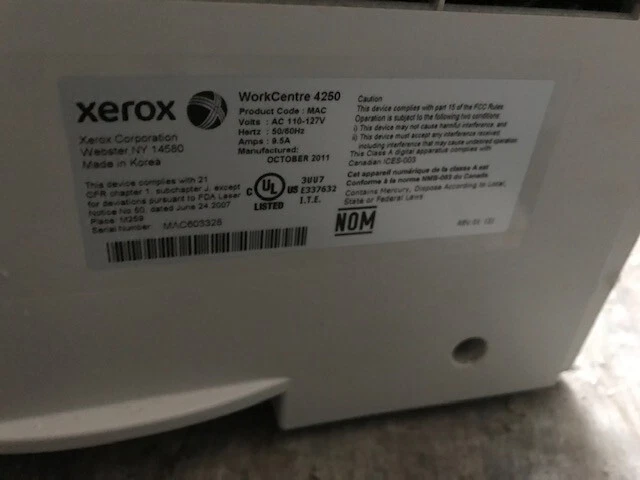 XEROX WorkCentre 4250 LASER PRINTER WITH 2TRAY KIT #BICBA00378 BUNDLE - Image 3 of 4
