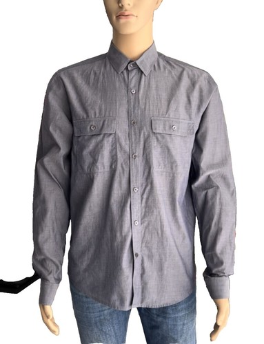 Theory Shirt Men Large Red Wine Button Down Brushed Gingham Plaid