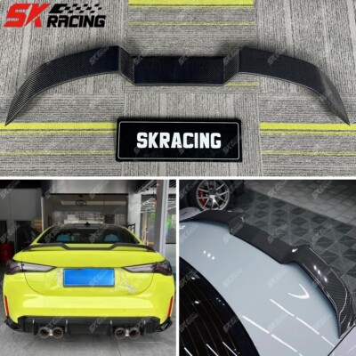 For BMW M4 G82 21-25 New  Glossy Black Carbon Fiber Rear Trunk Spoiler Wing
