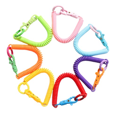 Retractable Plastic Spring Coil Spiral Stretch Keyring Spiral Key Ring Chain