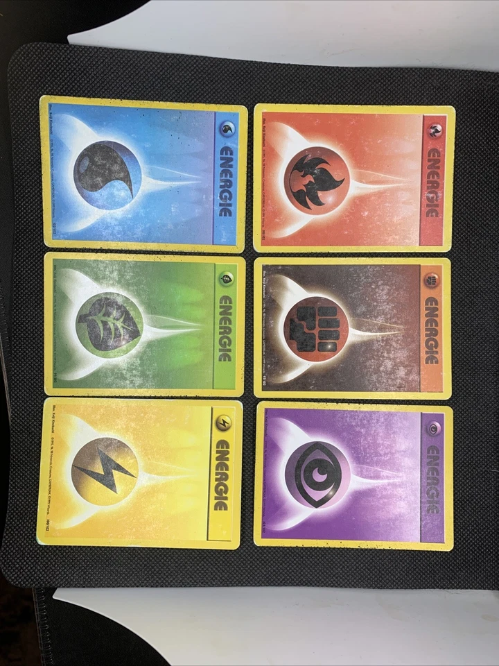 Pokémon Energie Karten Base Set Feuer Wasser Kampf Elektro Psycho Pflanze PLAYED