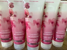 5 (FIVE) CHERRY BLOSSOM Shea & Hyaluronic Acid 8oz CREAM Bath and & Body Works