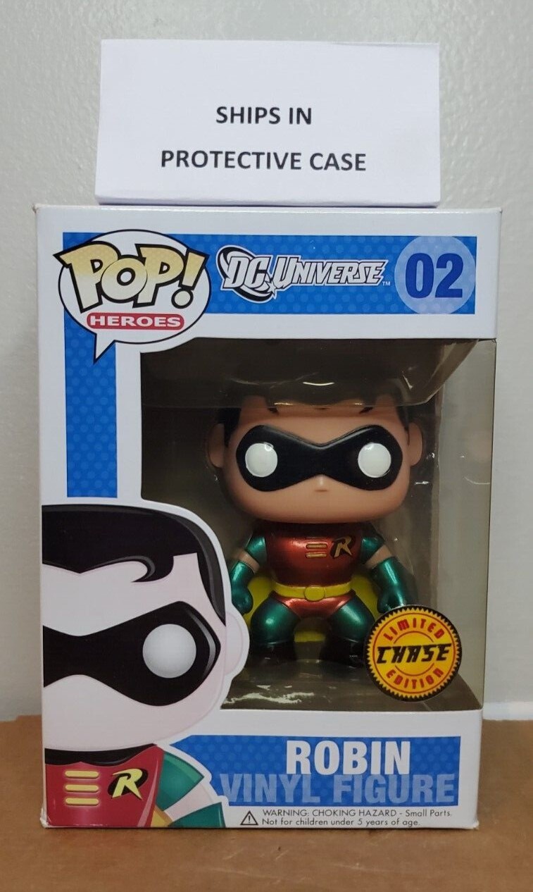 Funko Pop Chase Metallic Robin #02 - Dc Universe - Crease On Back