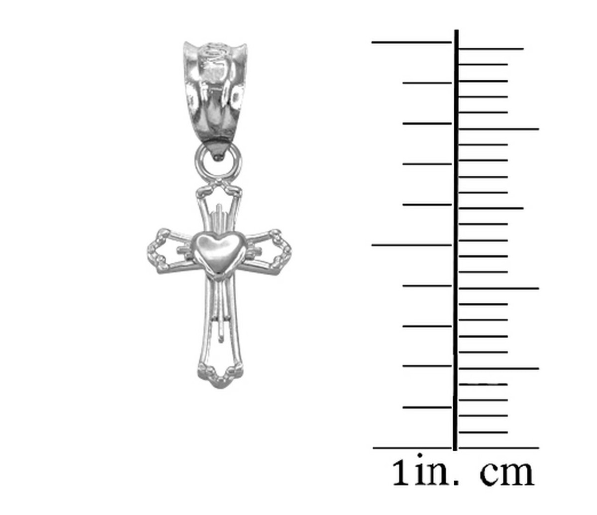 925 Sterling Silver Heart Open Cross Charm Pendant Necklace
