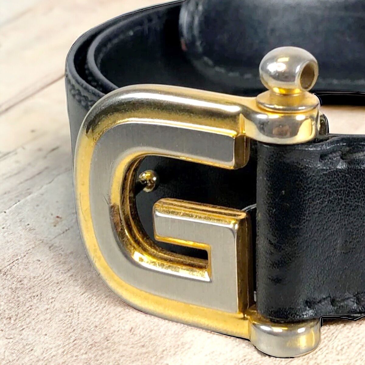 Rare Vintage Gucci Dual Metal 1970s Single G Belt And Buckle Rare Vintage Gucci Dual Metal 1970s Single G Belt And Buckle