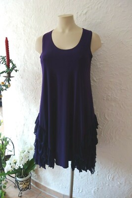MAGNA Kleid Tunika 44 46 NEU lila Chiffon-Volants Stretch A-Form LAGENLOOK 