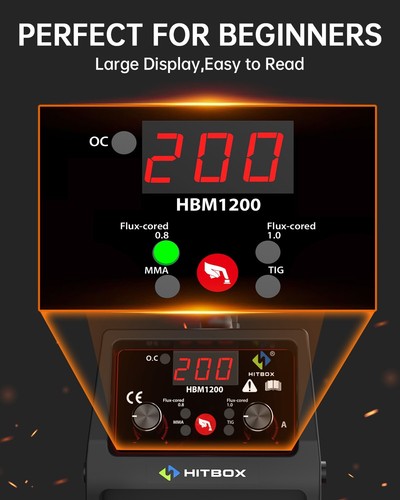 HITBOX 3 IN 1 MIG WELDING MACHINE 220V GASLESS MIG/TIG/MMA IGBT WELDER UK PLUG - Picture 4 of 12