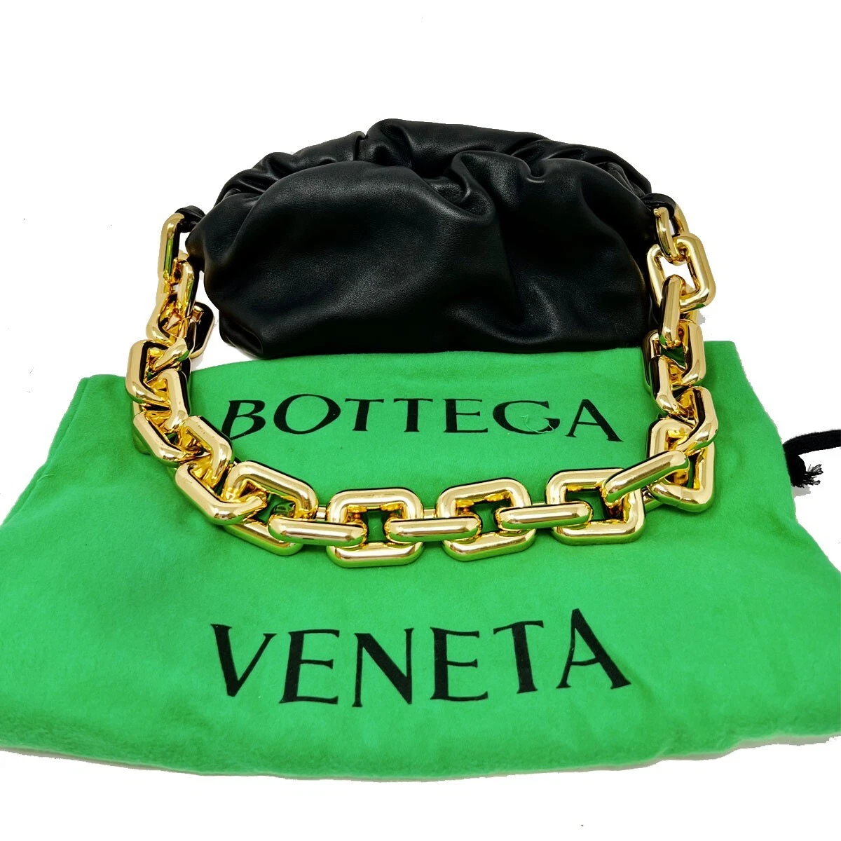 Borsa a catena Bottega Veneta in pelle nera con sacchetto antipolvere