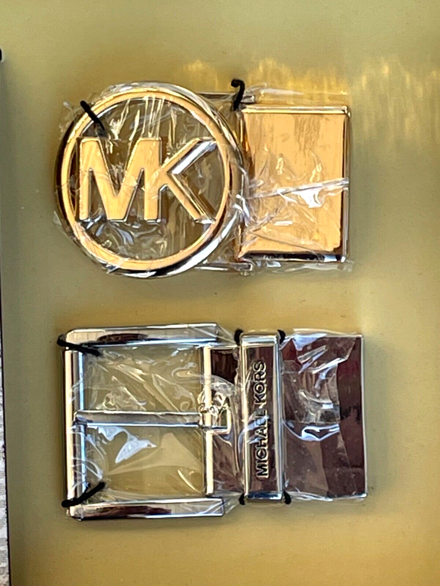 MK Two for one belt set. Michael Kors 2 in 1 Belt Set MK Logo Gold Buckle Blue Floral  main image 4