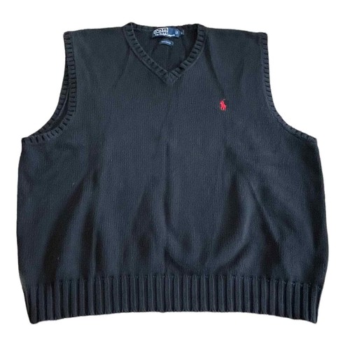 POLO Mens black sleeveless sweater vest 