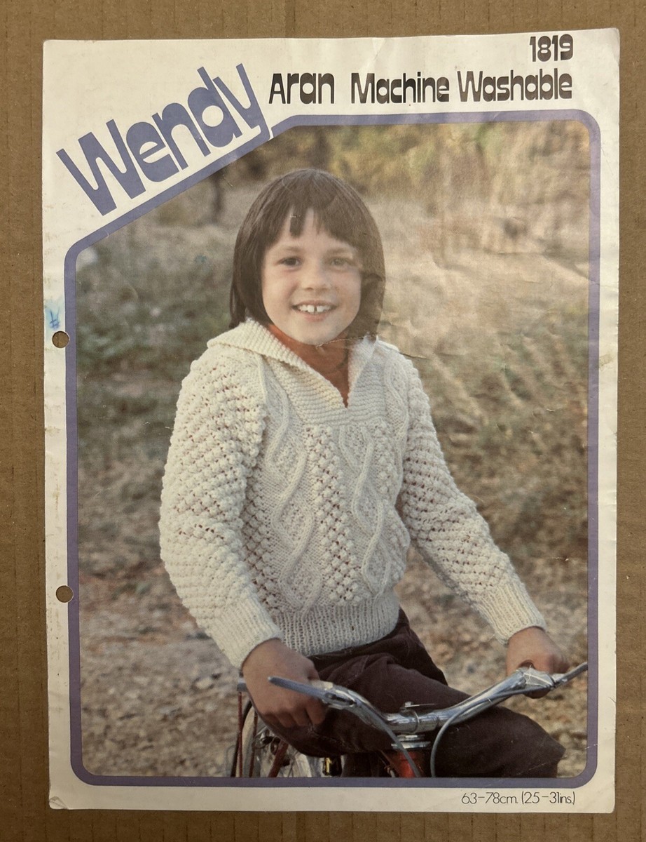 GIRLS BOYS KIDS ARAN JUMPER 25”-31” VTG CABLE KNITTING PATTERN