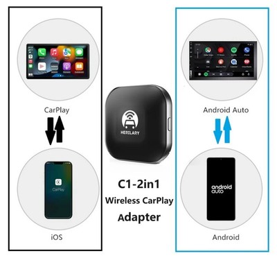 HERILARY C1 Wireless Android Auto & Apple CarPlay 2 in 1 Adapter 