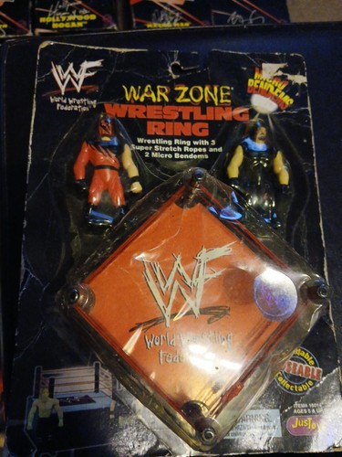 JusToys WWF War Zone Wrestling Ring Bendems Mini Ring: Undertake & Kane - 第 1/6 張圖片