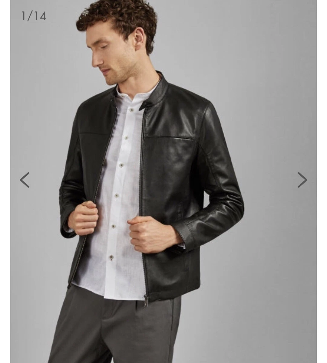 Ted Baker CARGO Black Genuine Leather Mens jacket Size 2 Small New With Tags