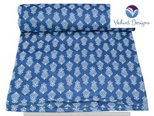 10 Yard Indian Indigo Print Cotton Hand Block Blue Dressmaking Fabric