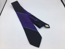 Vintage 80s Calvin Klein Silk Tie Men’s Black Purple USA Made Necktie L3