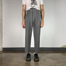 1940s Vintage Gray Wool Pleated High Waisted Trousers 33x29