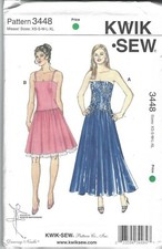 Kwik Sew Pattern 3448, Dresses, Optional Underskirt, Size XS - XL Uncut FF