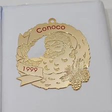 Vintage Conoco Christmas Ornament 1999 Gold Tone Metal Holiday Tree Décor