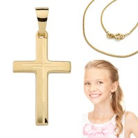 Kinder Taufe Kommunion Konfirmation Taufe Kreuz AnhäNger 333 Mit Silber Kette Vg