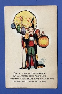 Vintage / Antique 1908 1915 Halloween Greeting Postcard • Stecher Lithographic