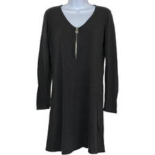 Michael Michael Kors Dress Womens XS Grey Sweater Long Sleeve Popover Midi Zip