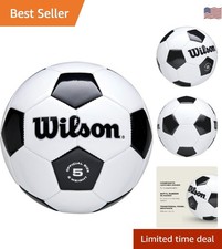 Black/White Traditional Soccer Ball by Wilson - Size 5 with Butyl Rubber Bladder