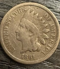 1861 Indian Head Cent, Tough Date, Free shipping Fine F