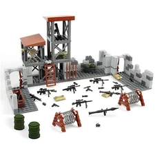 WW2 Military Base Building Blocks Set Army Soldiers Weapons Kid Construction Toy