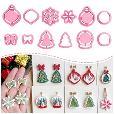 Keoker Christmas Embedded Clay Cutters, Christmas Polymer Clay Cutters, 12 Sh...