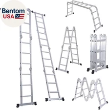 330Lb 12.5Ft Multi Purpose Aluminum Extension 7 in 1 Folding Step Ladder Foldabl