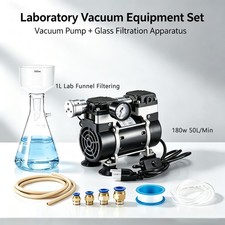 1L Lab Buchner Funnel Filtering with Lab Flask Funnel + 50L/Min Lab Vacuum Pump