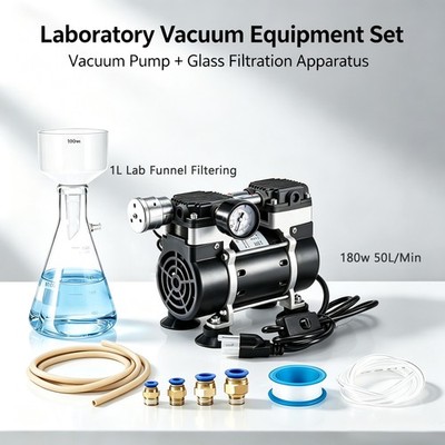 1L Lab Buchner Funnel Filtering with Lab Flask Funnel + 50L/Min Lab Vacuum Pump