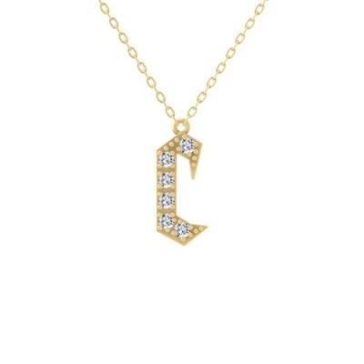14k Gelbgold Lab Grown Diamant Initiale c Halskette 18'' Silber Kabel Kette