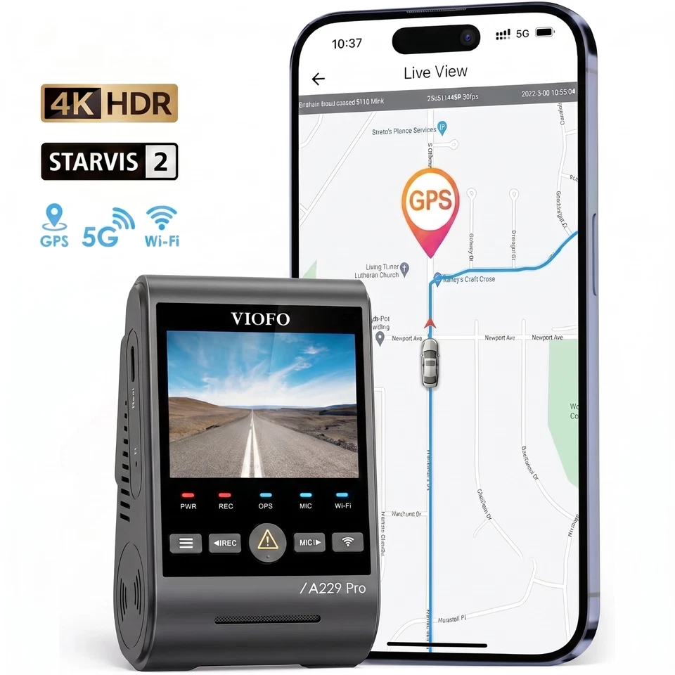 VIOFO A229 Pro 1CH 4K UHD Dashcam GPS WLAN HDR STARVIS 2 inkl. HK4 Kit NEU - Bild 1 von 4