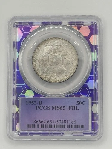 1952-D Franklin Half Dollar PCGS MS65+ FBL Purple Core
